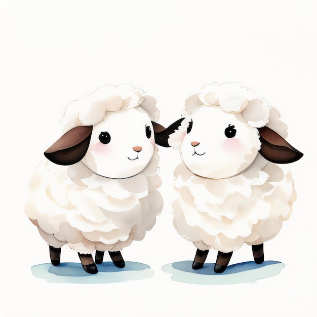 Illustration d'enfants aquarelle avec un joli clipart de mouton