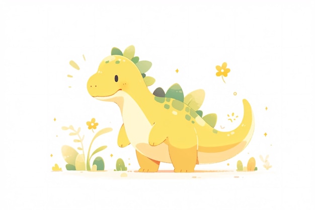 Illustration d'enfants dinosaures mignons dans le style de dessin animé plat