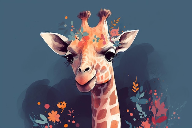 Illustration d'enfants illustrations minimalistes boho mignon girafe mignon
