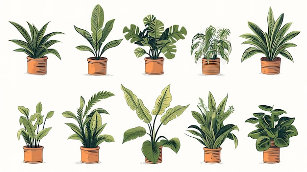 illustration d'un ensemble de collections de plantes