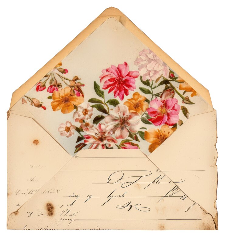 Photo illustration d'enveloppe florale vintage de la png