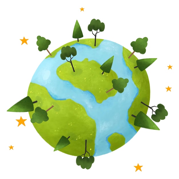 Illustration de l'environnement de l'autocollant png du globe vert à fond transparent