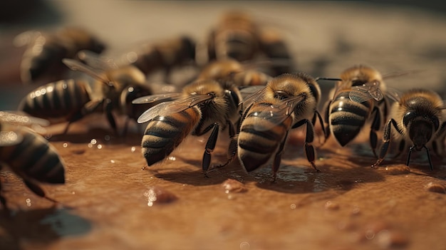 illustration d'un essaim d'abeilles faisant un nid de miel