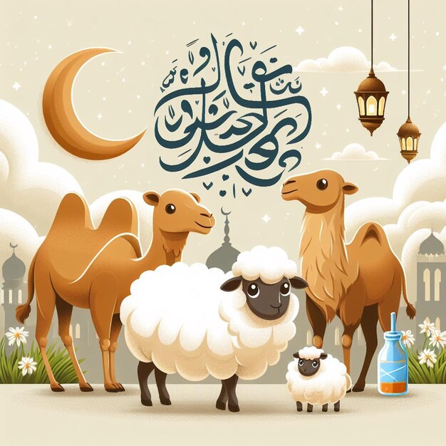 Photo cette illustration est faite pour le méga-événement islamique eid ul adha