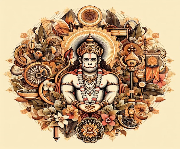 Cette illustration est générée pour l'événement mythologique hindou Hanuman Jayanti