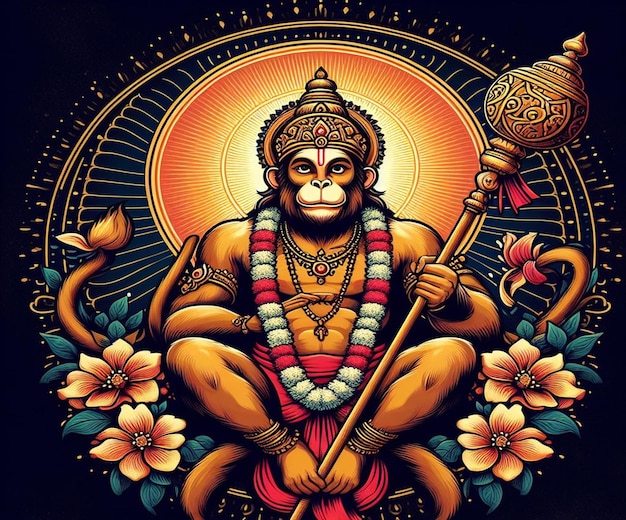 Cette illustration est générée pour l'événement mythologique hindou Hanuman Jayanti