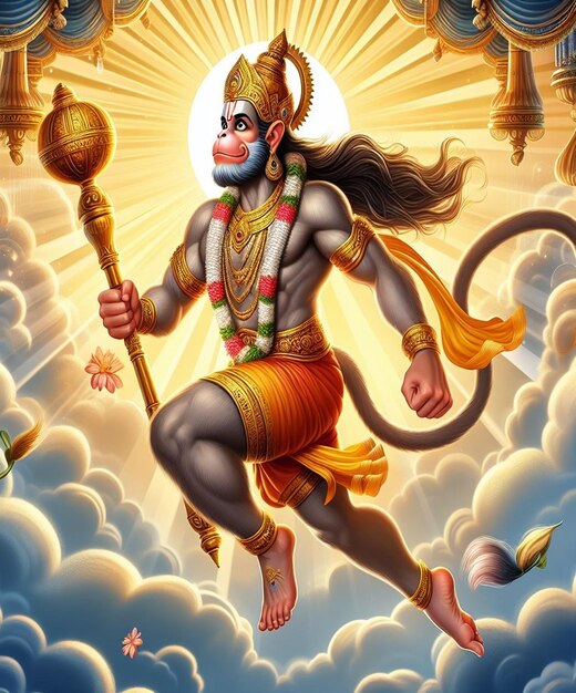 Cette illustration est générée pour l'événement mythologique hindou Hanuman Jayanti