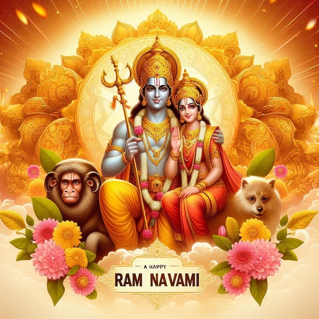 Cette illustration est générée pour des événements mythologiques comme Ram Navami Janmashtami Dussehra