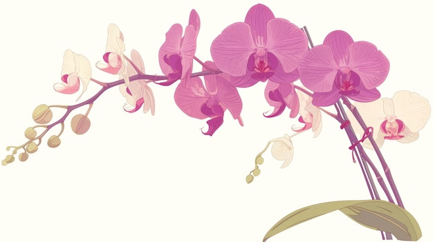 Illustration esthétique minimaliste d'une seule floraison d'orchidée IA générative