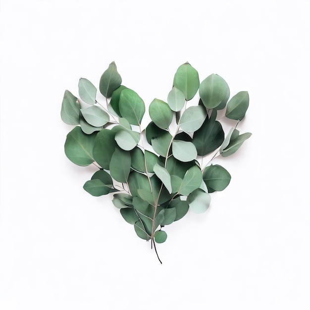 Photo illustration d'eucalyptus remplie d'amour arrière-plan blanc ia générative