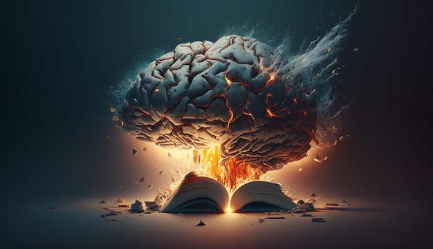 Illustration d'explosion de cerveau de concept IA générative