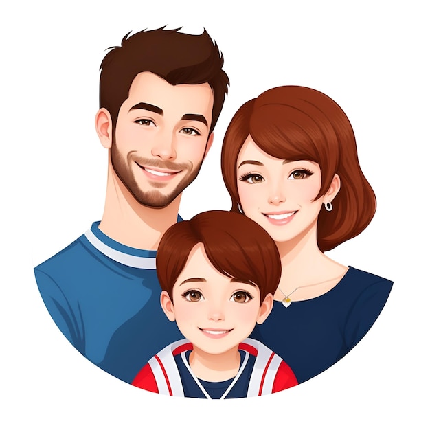 illustration famille images de style art dessin animé américain avec IA générées