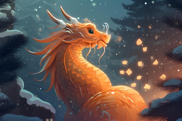 Illustration de fantaisie de dessin animé de dragon coloré Année chinoise du dragon