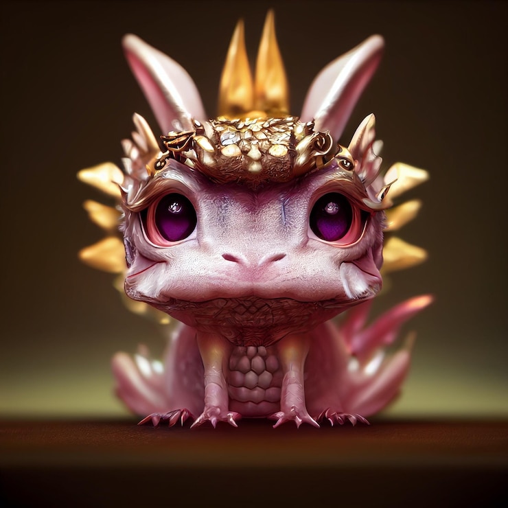 Photo illustration de fantaisie de petit dragon chibi mignon