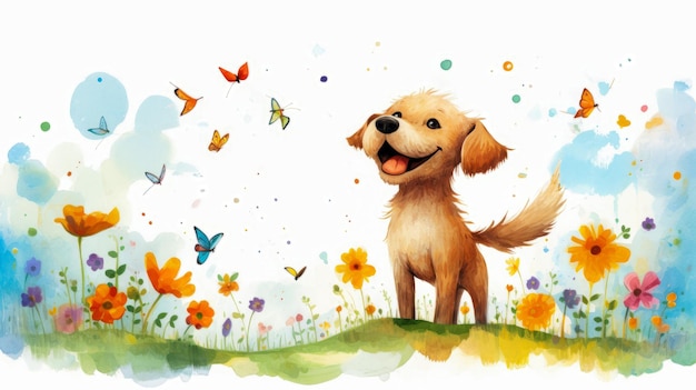 Illustration fantaisiste d'un chien mignon