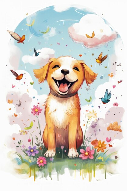 Illustration fantaisiste d'un chien mignon