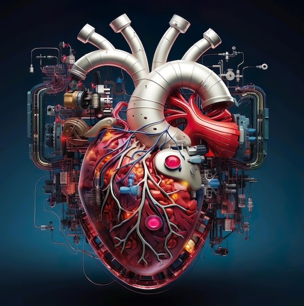 Une illustration fantastique d'un cœur avec un tuyau dessus
