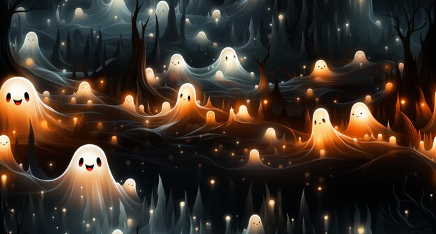 illustration de fantôme mignon effrayant fond d'halloween
