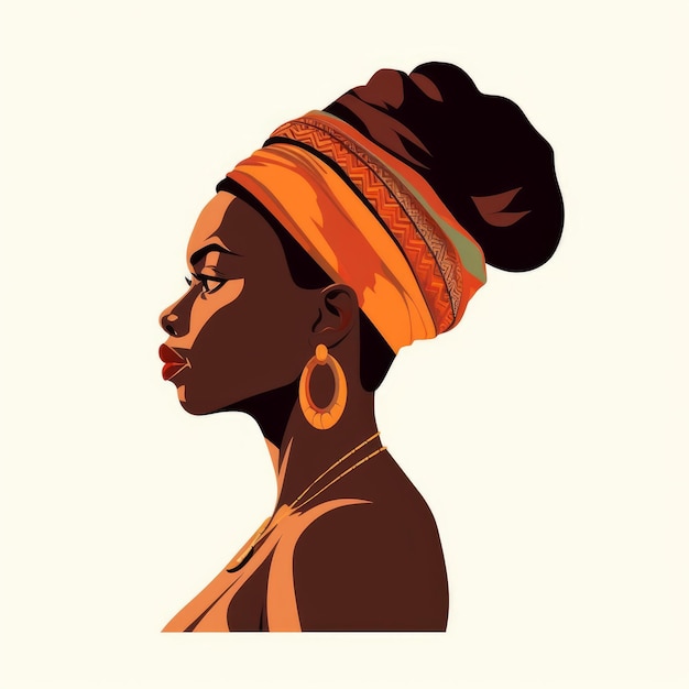 Illustration de femme africaine dans un profil