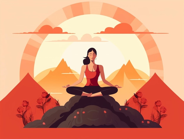 Illustration de femme assise en posture méditative