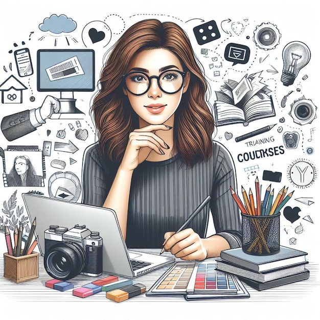 Illustration d'une femme au travail
