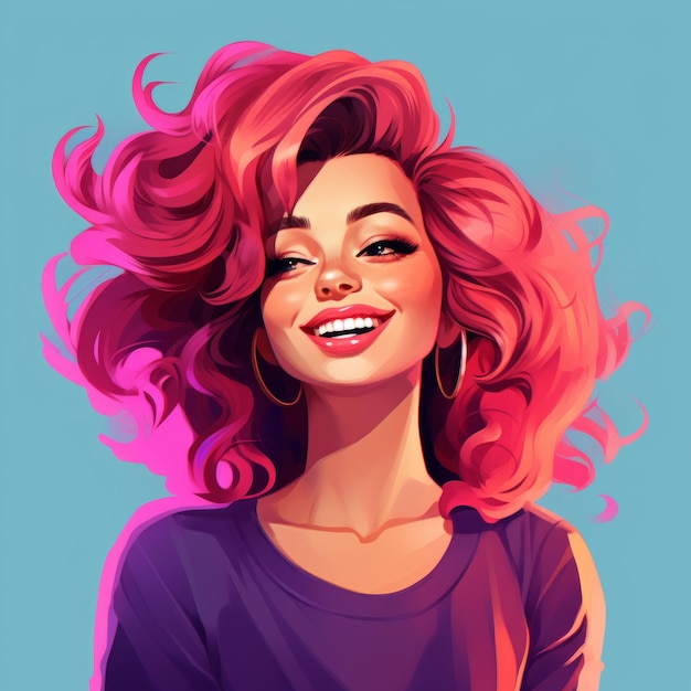 une illustration d'une femme aux cheveux roses