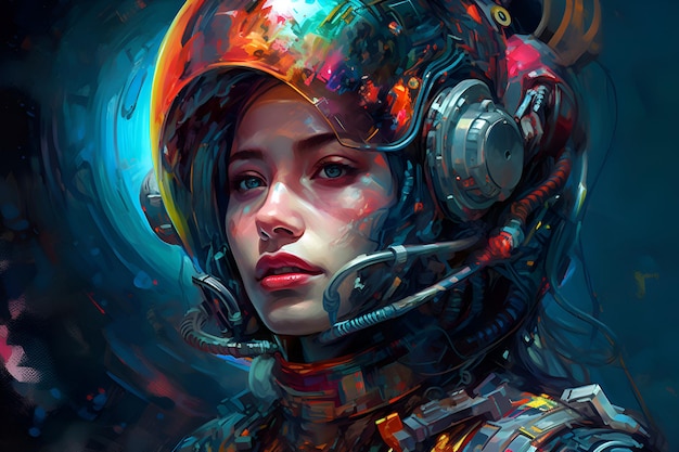 Illustration d'une femme cyberpunk Generative AI 2