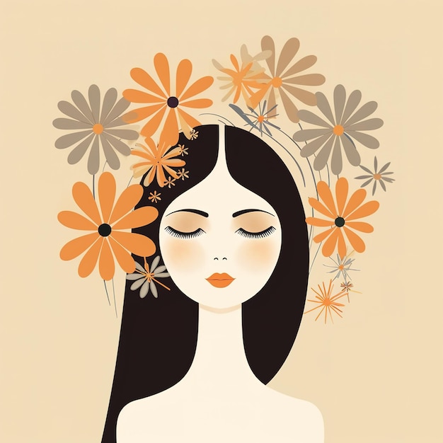 illustration d'une femme entourée de fleurs