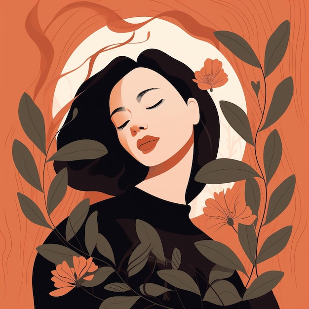 illustration d'une femme entourée de fleurs