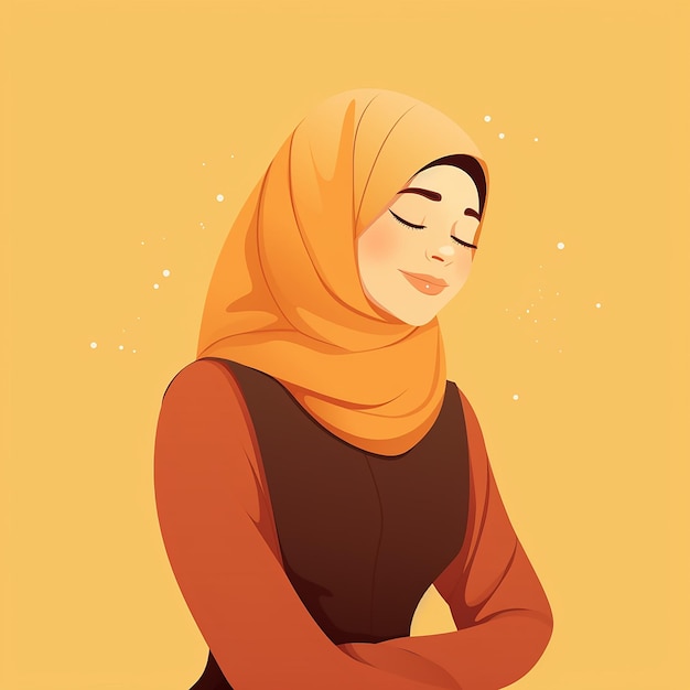 Illustration Une femme musulmane en hijab plat