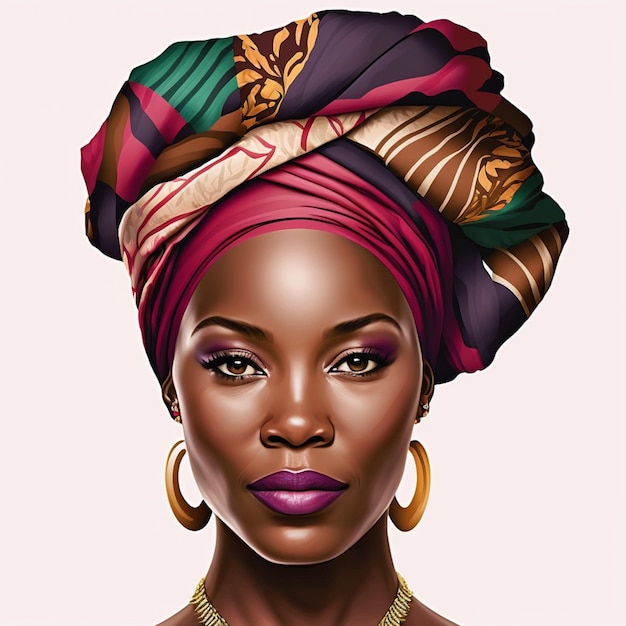 Photo illustration d'une femme avec un turban et un collier générative ai