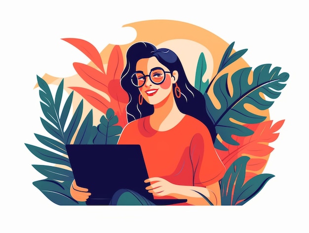 Illustration de femmes avec un ordinateur portable