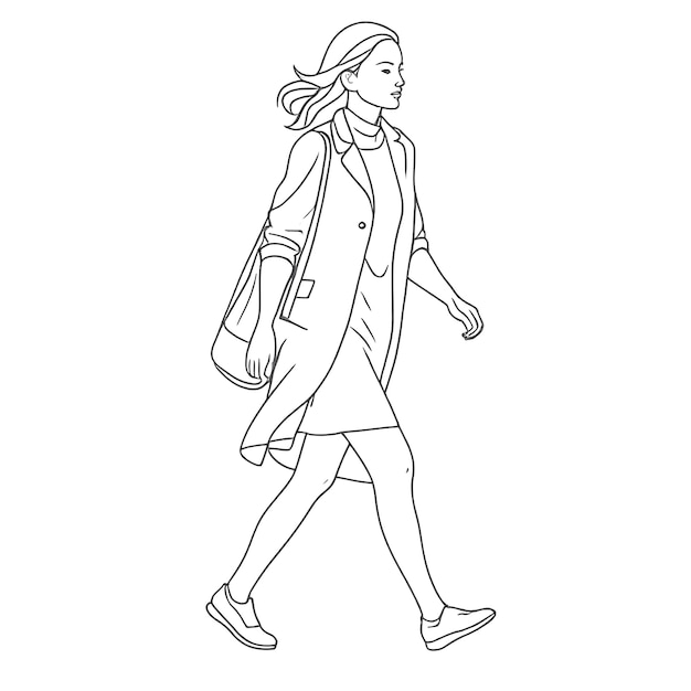 Une illustration de femmes qui marchent sur un fond blanc
