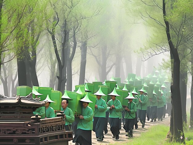 illustration Fête de Ching Ming en vert