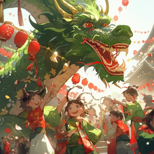 illustration Fête du printemps en vert