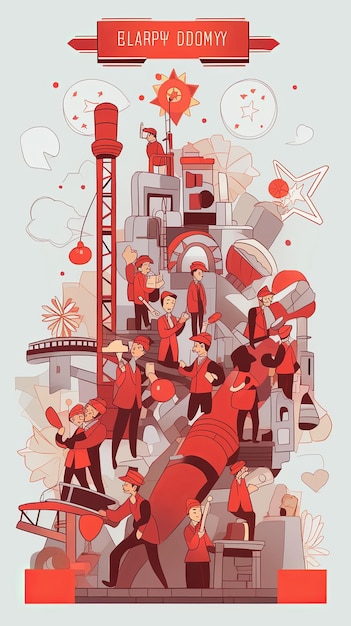 illustration La fête du Travail en rouge