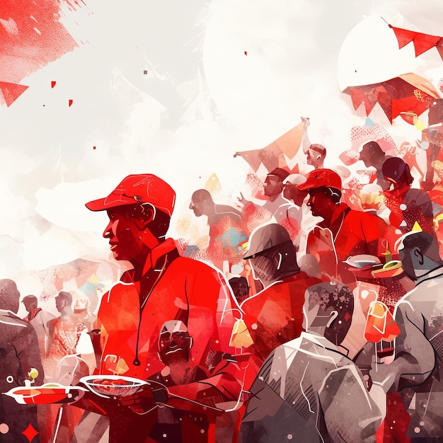 illustration La fête du Travail en rouge