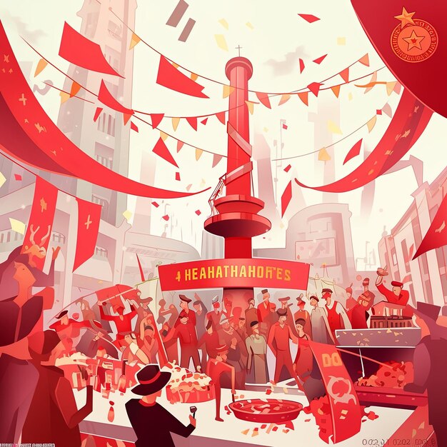 Photo illustration la fête du travail en rouge