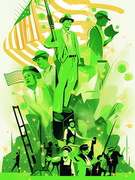 illustration La fête du Travail en vert