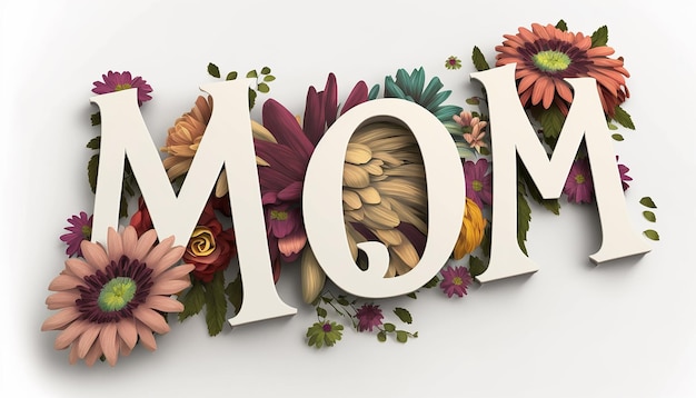 Illustration de la fête des mères du texte de maman fait avec des fleurs ai générative