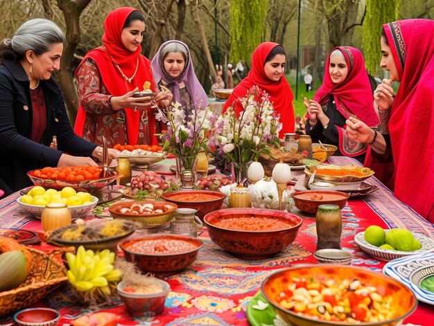 illustration La fête de Nowruz en rouge