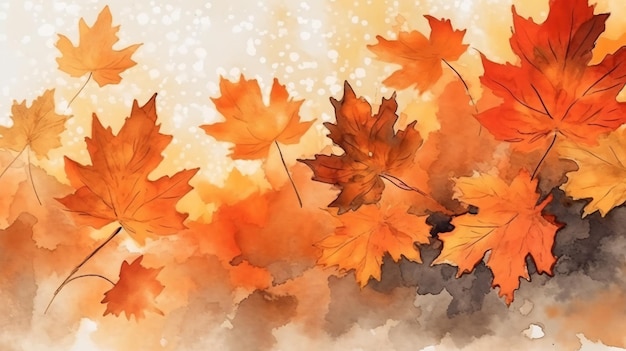 Une illustration d'une feuille d'automne colorée avec les mots automne dessus.