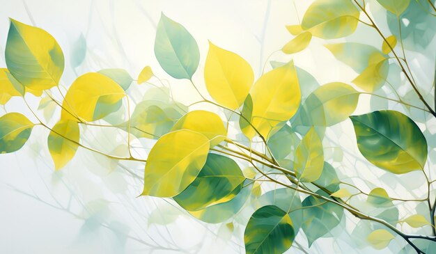 Illustration de feuilles d'aquarelle douce avec des couleurs d'automne générées par l'IA