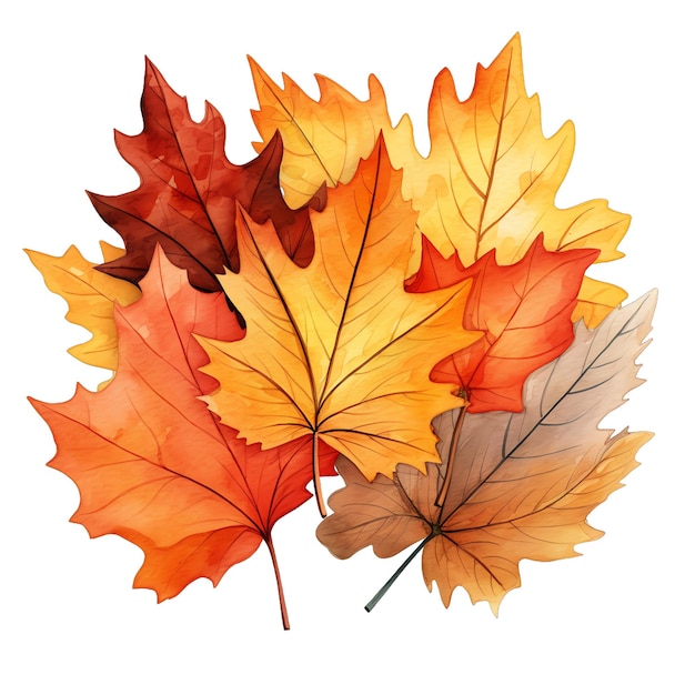 Illustration de feuilles d'automne automne aquarelle mignon