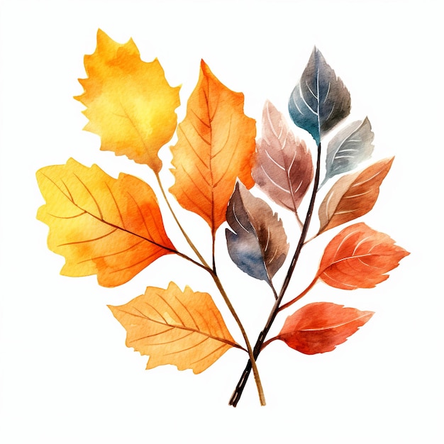 illustration des feuilles d'automne dans le style du vecteur aquarelle