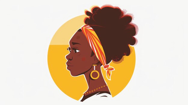 Illustration d'une fille africaine dans le style distinct du logo plat de l'IA générative