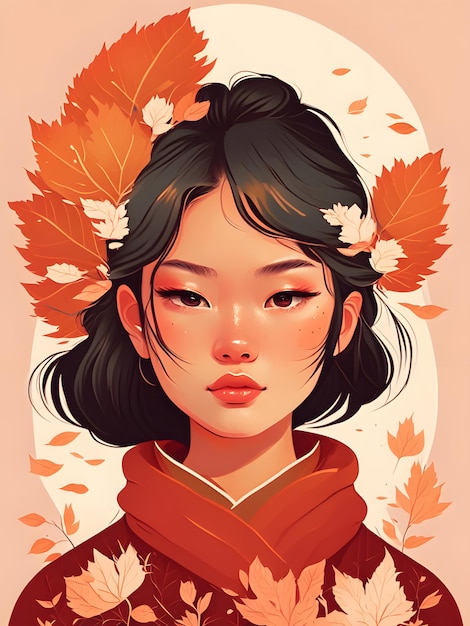 Photo illustration de fille asiatique automne