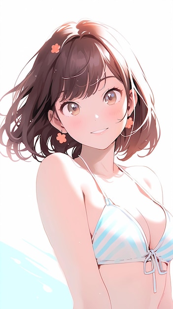 Illustration de fille belle bikini dessin animé dessiné à la main