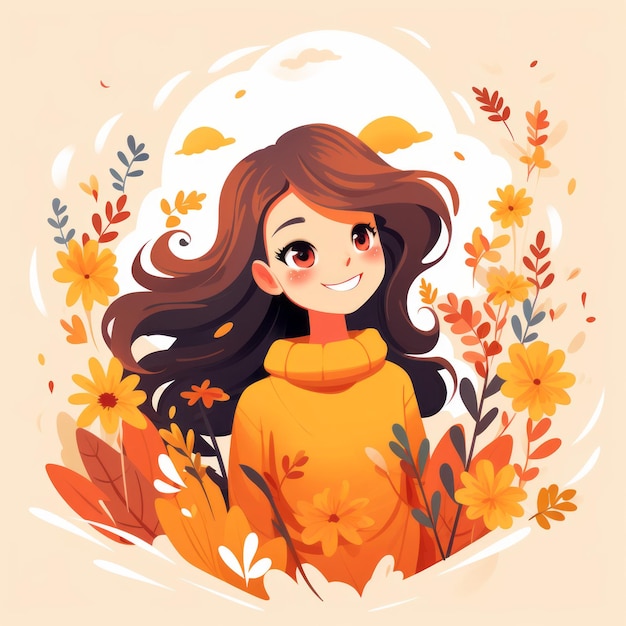 Petite feuille orange en automne, personnage enfant de dessin animé, grand  sourire et bonheur de sentir le vent, illustration fond d'écran, mignon et  doux Stock Vector