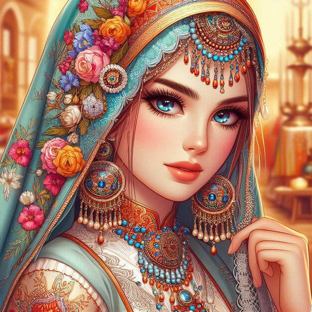 L'illustration de la fille du Moyen-Orient